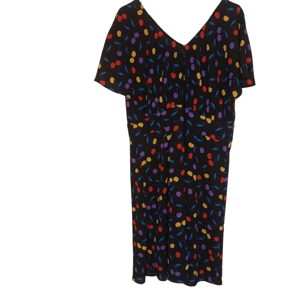 Modcloth Womens 1X Forever At Ease Mini Dress‎ Plus Cherry V Neck Short Sleeve